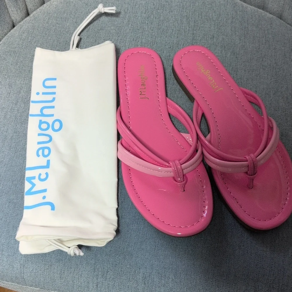 J. McLaughlin Caitlin Thong Sandal Pink with Dust Bag Box Size 7